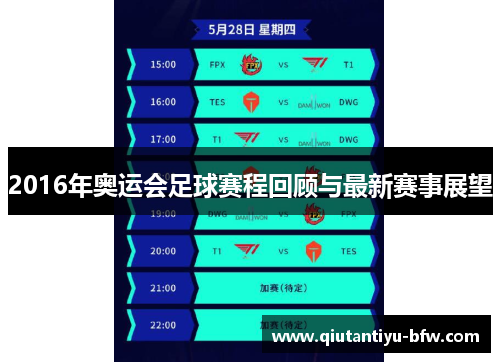 2016年奥运会足球赛程回顾与最新赛事展望